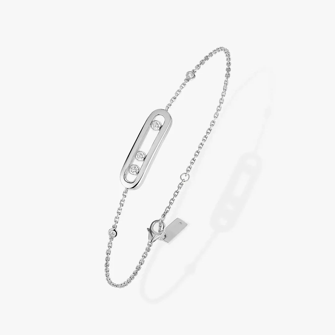 Three Moving Stone Moissanite Bracelet for Women