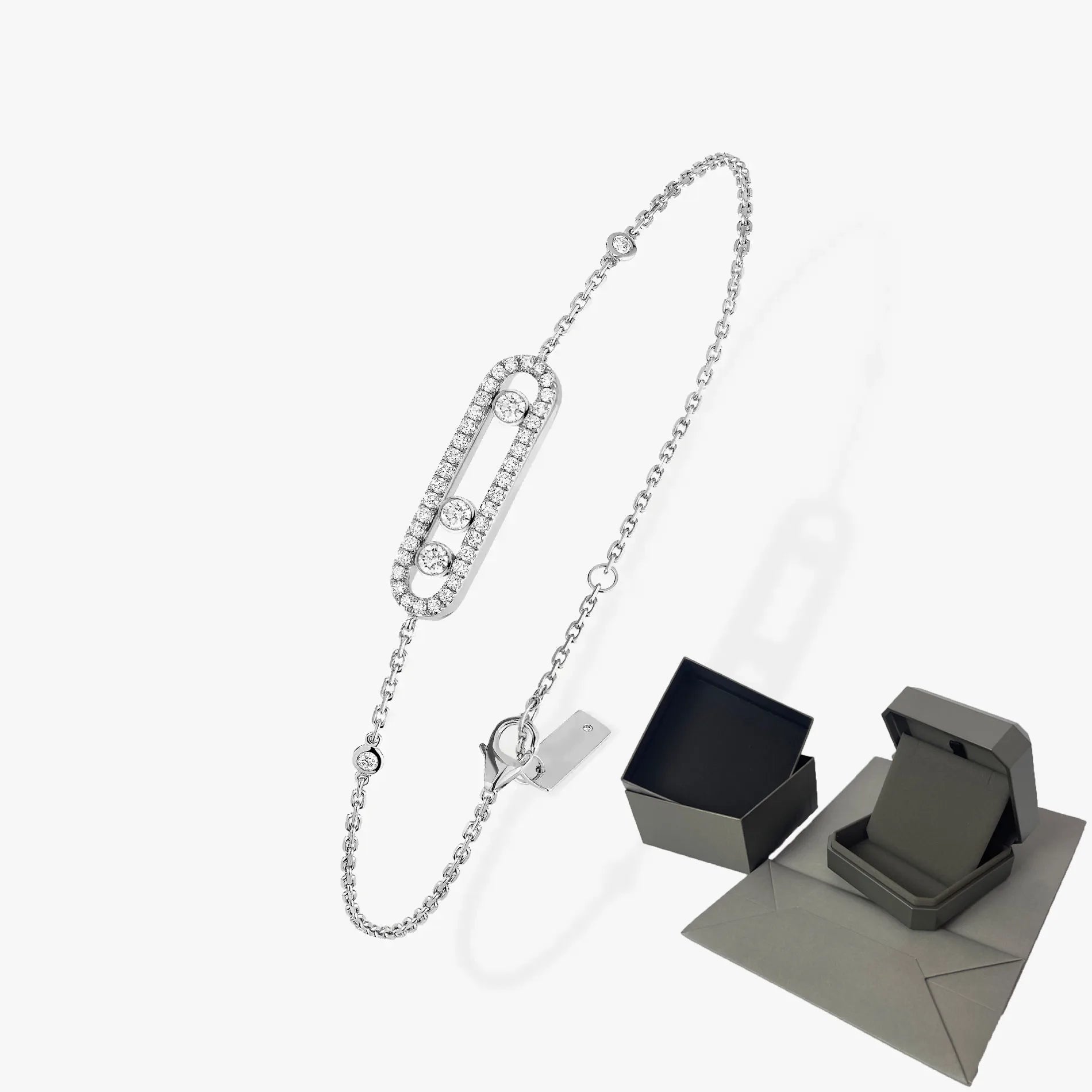 Three Moving Stone Moissanite Bracelet for Women