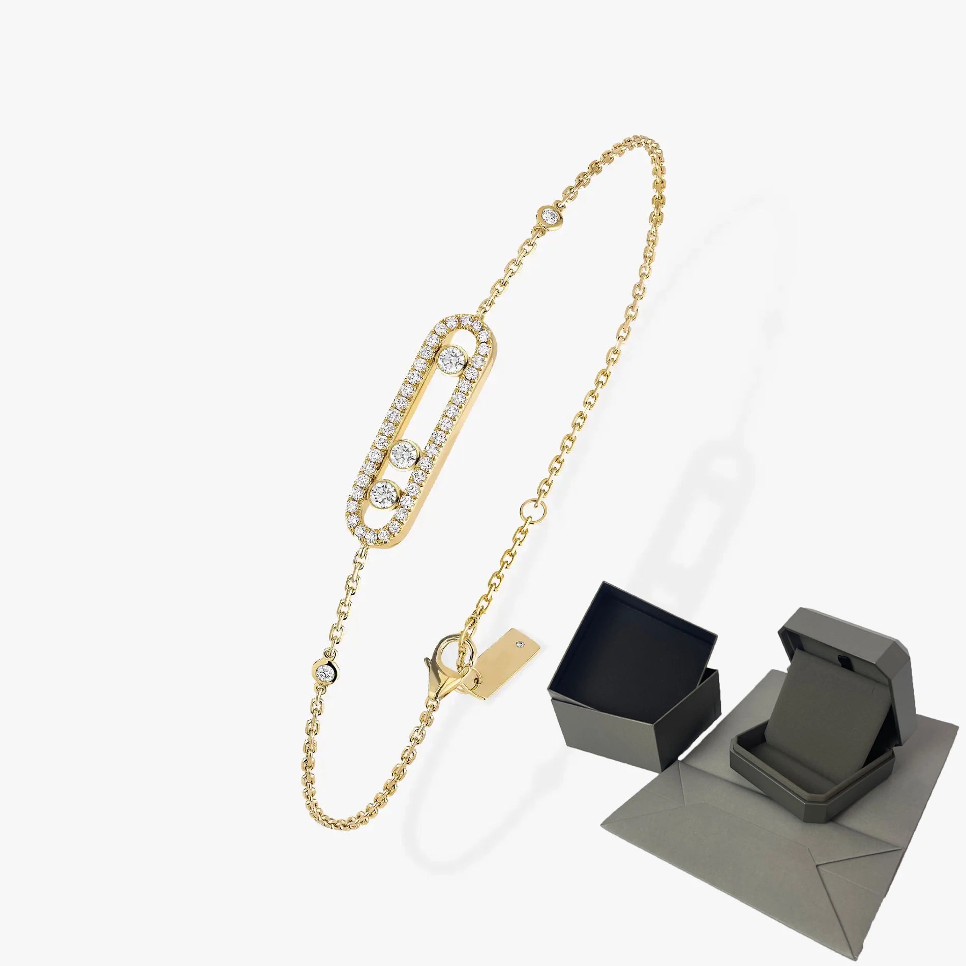 Three Moving Stone Moissanite Bracelet for Women