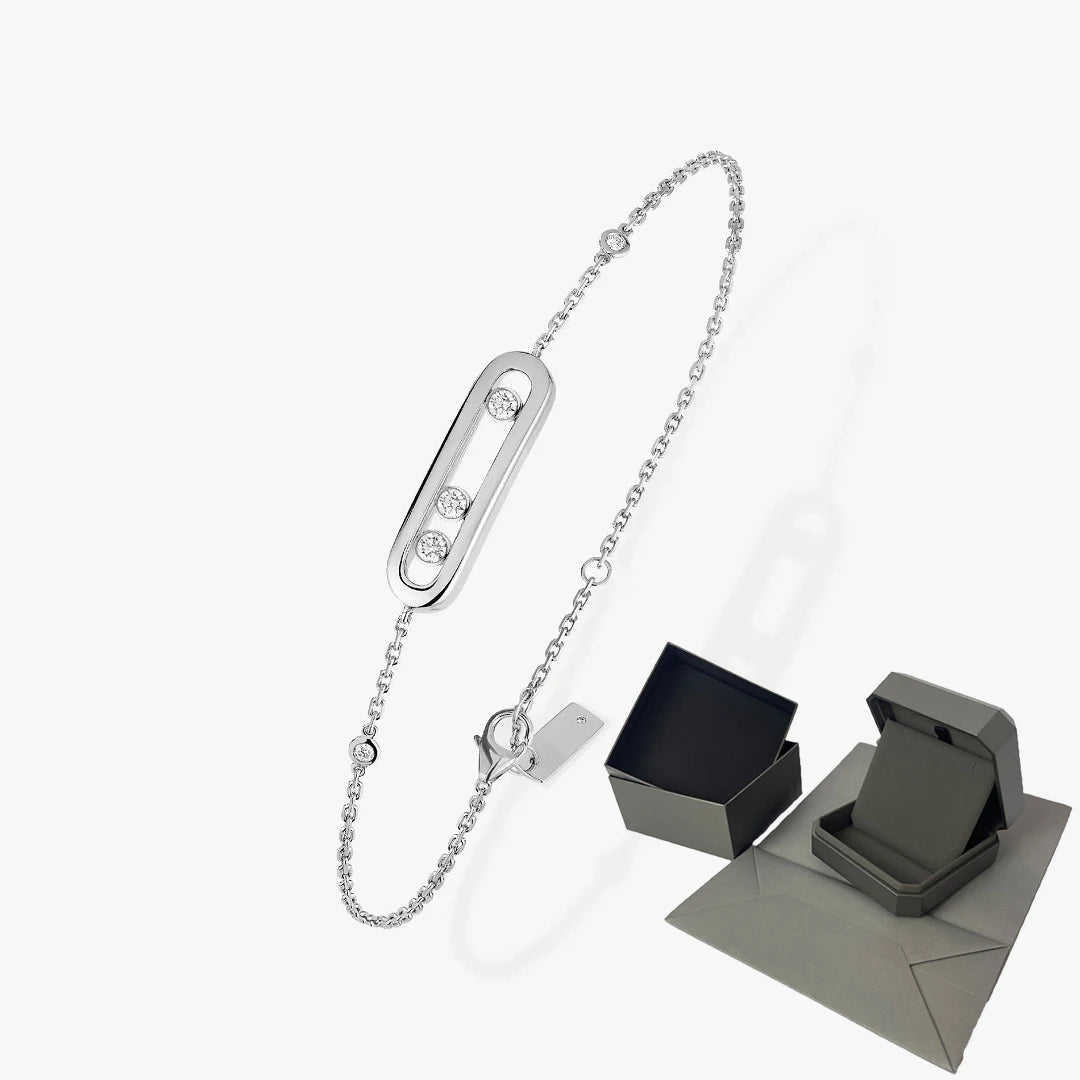 Three Moving Stone Moissanite Bracelet for Women