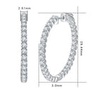 Moissanite Hoop Earrings 2mm D VVS1 for Women in S925 Silver 18K White Gold Plated