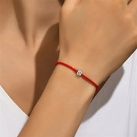 925 Silver Moissanite Diamond Red Rope Bracelet for Women