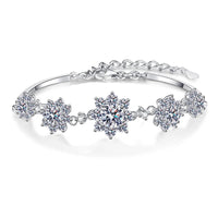 2.6CT Moissanite Flower Bracelet in 925 Silver