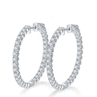 Moissanite Hoop Earrings 2mm D VVS1 for Women in S925 Silver 18K White Gold Plated