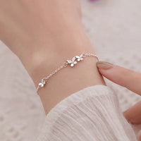 Butterfly Flower Bracelet for Women S925 Silver Adjustable