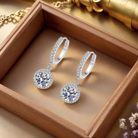 1ct Round Moissanite Earrings for Women in 925 Silver