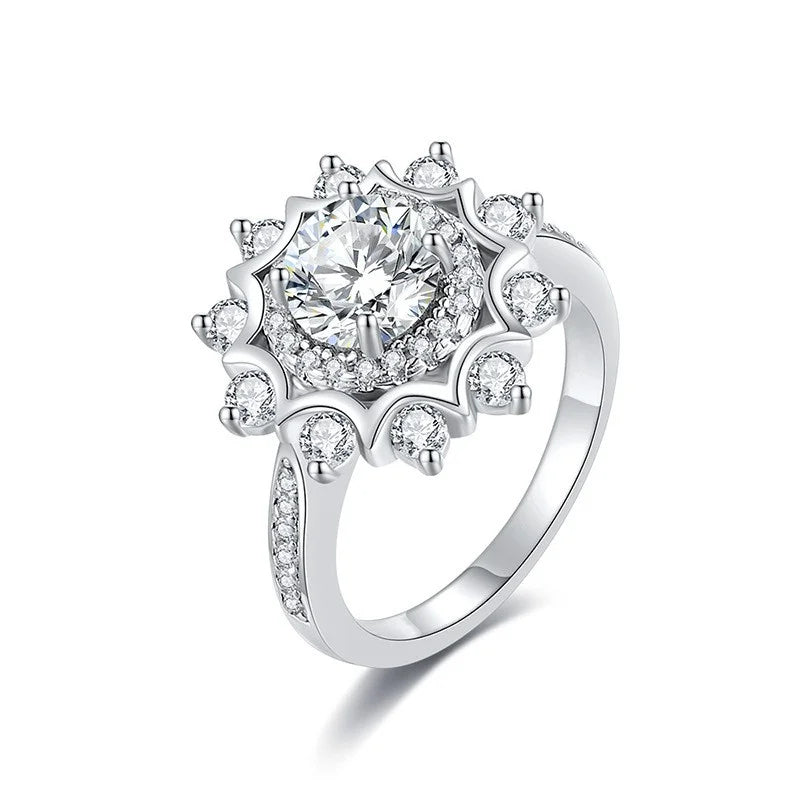 Luxury Moissanite Sunflower Ring for Women