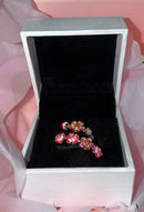 Delicate Floral Ring With Pink And White Zircon