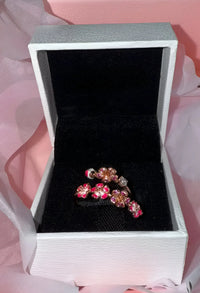 Delicate Floral Ring With Pink And White Zircon