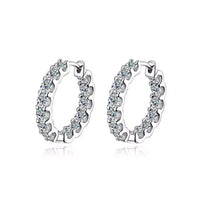 Moissanite Hoop Earrings 2mm D VVS1 for Women in S925 Silver 18K White Gold Plated