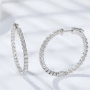 Moissanite Hoop Earrings 2mm D VVS1 for Women in S925 Silver 18K White Gold Plated