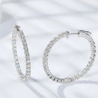 Moissanite Hoop Earrings 2mm D VVS1 for Women in S925 Silver 18K White Gold Plated