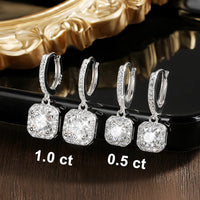 D Color Moissanite Earrings in 925 Silver White Gold Plated
