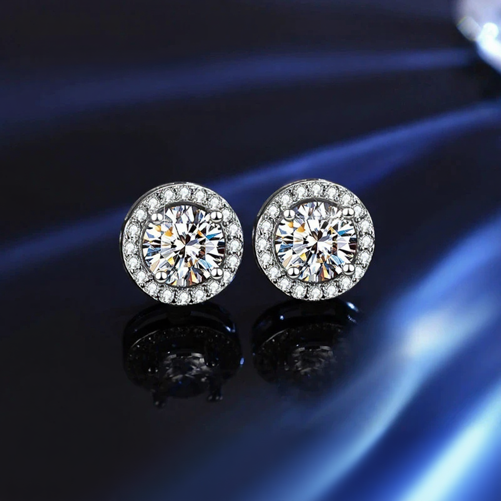 Certified Moissanite Stud Earrings in 925 Silver