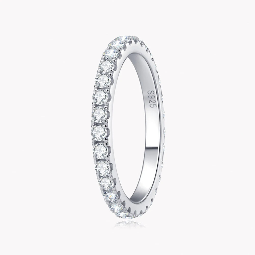 Moissanite Eternity Ring D 2mm in 18K White Gold