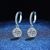 1ct Round Moissanite Earrings for Women in 925 Silver