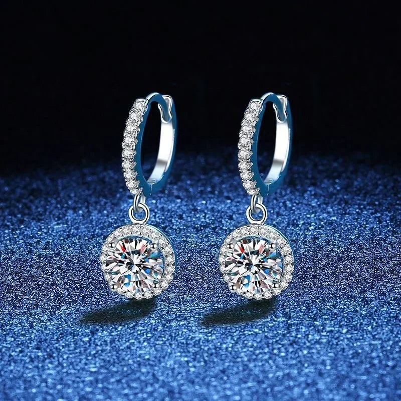 1ct Round Moissanite Earrings for Women in 925 Silver