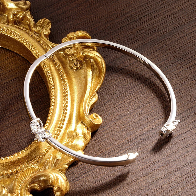 Elegant Moissanite Women's Bracelet, 925 Silver, GRA Certified