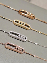 Three Moving Stone Moissanite Bracelet for Women