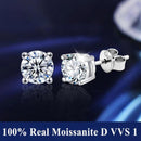Certified Moissanite Stud Earrings in 925 Silver