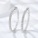 Moissanite Hoop Earrings 2mm D VVS1 for Women in S925 Silver 18K White Gold Plated