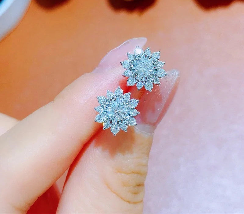1CT Moissanite Sun Earrings in 925 Silver