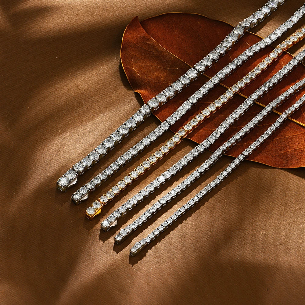 Moissanite Tennis Bracelet for Women 4mm in 925 Silver White Gold Plated