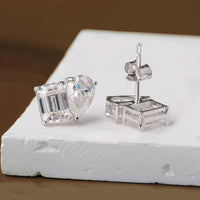 Moissanite Emerald Earrings & Pear-shaped x4 in S925 Silver – GRA Certified