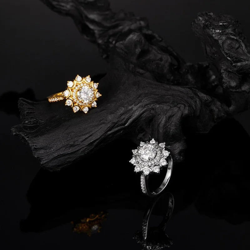 Luxury Moissanite Sunflower Ring for Women