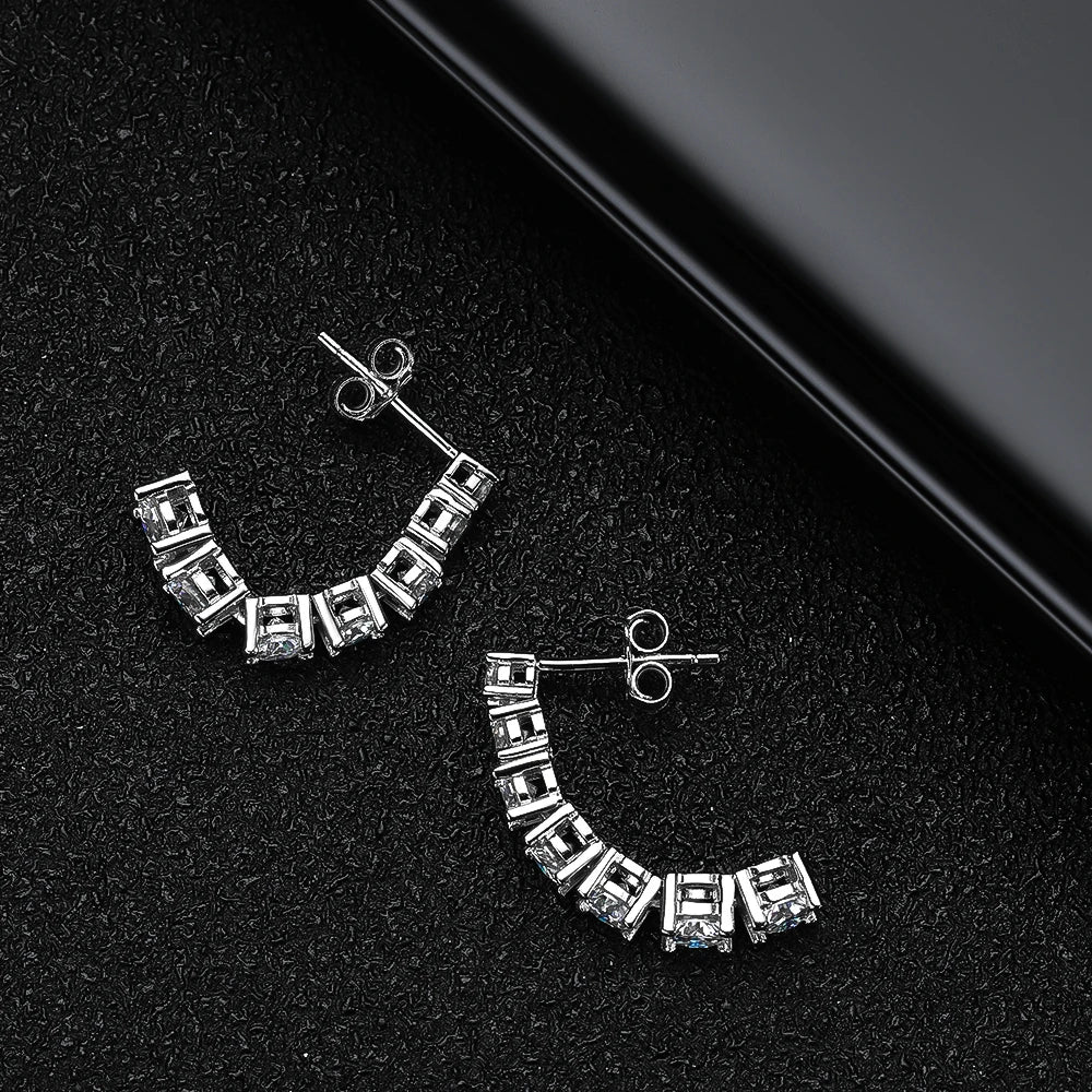 Moissanite D VVS1 Dangle Earrings in S925 Silver 18K White Gold Plated with GRA