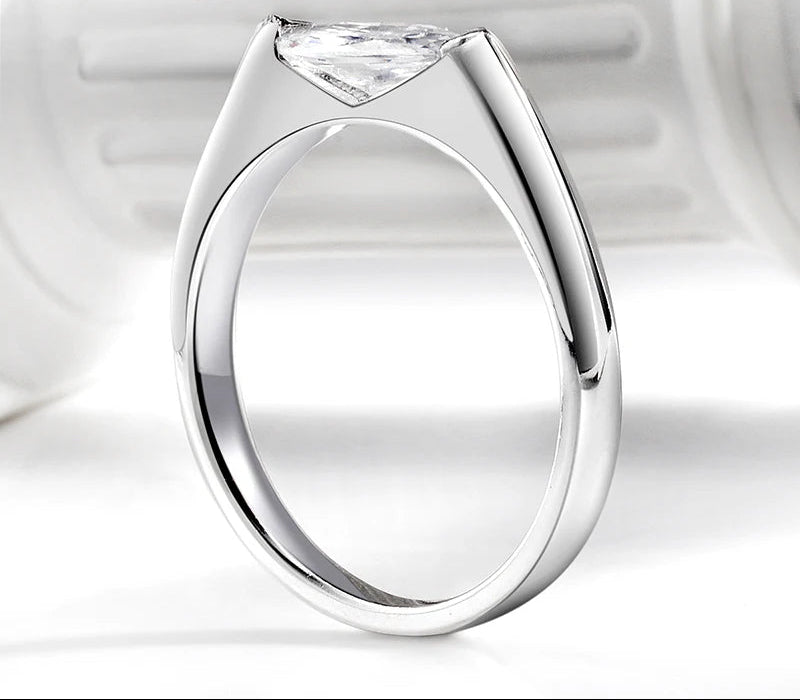 Elegant 925 Silver Ring with 1ct Marquise Moissanite for Women