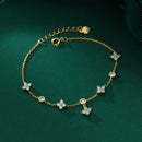 Four-Leaf Moissanite Flower Bracelet for Women S925 Silver