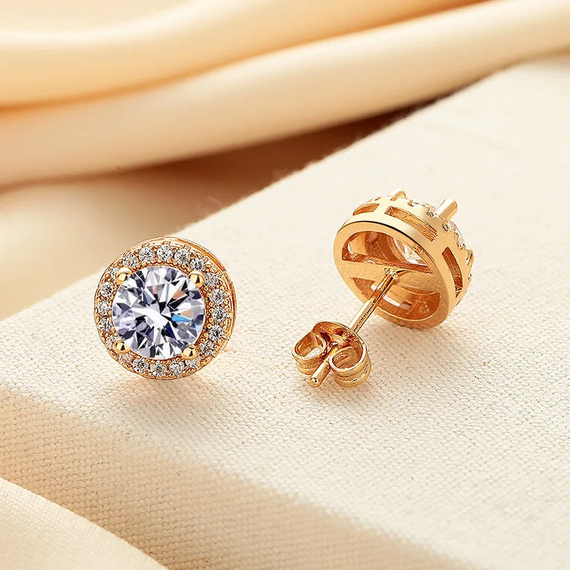 Certified Moissanite Stud Earrings in 925 Silver