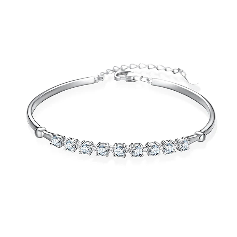 GRA Certified Moissanite Diamond Bracelet for Women in Genuine 925 Silver