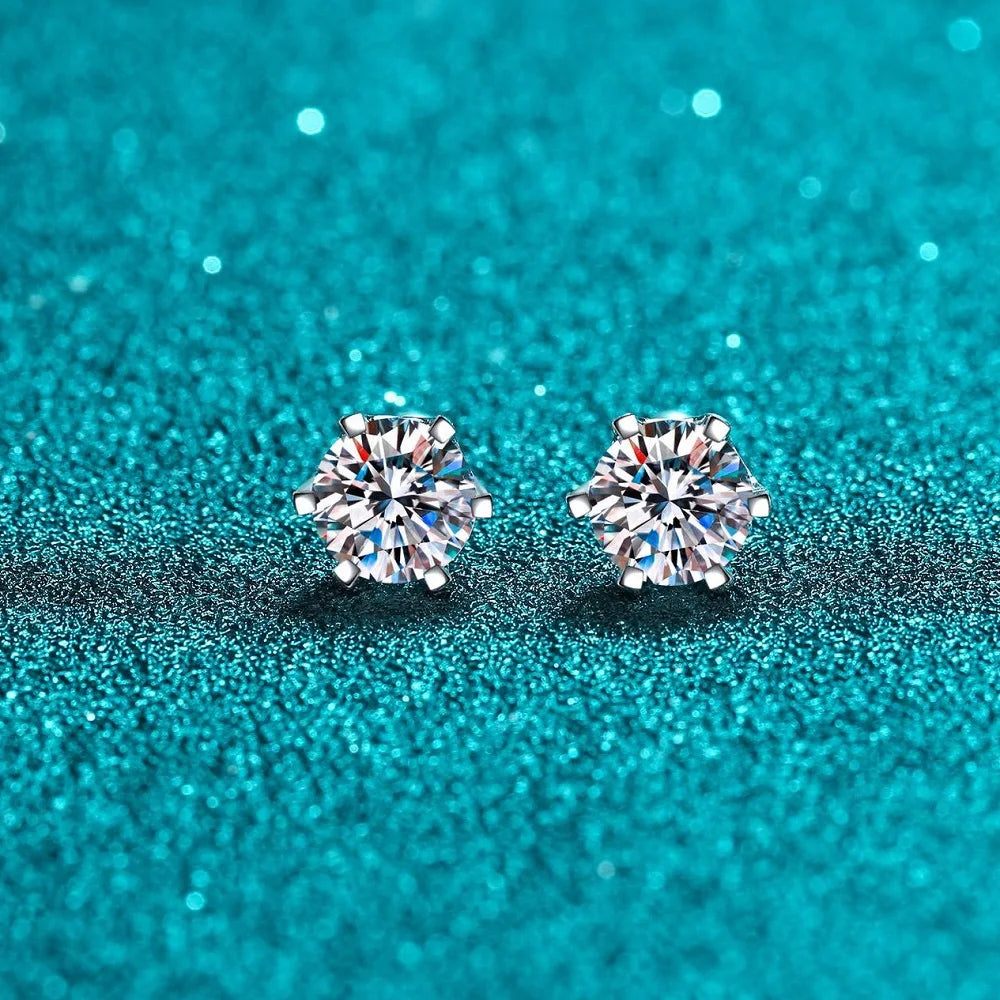 D Color Moissanite Screwback Earrings in 925 Silver