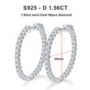 Moissanite Hoop Earrings 2mm D VVS1 for Women in S925 Silver 18K White Gold Plated