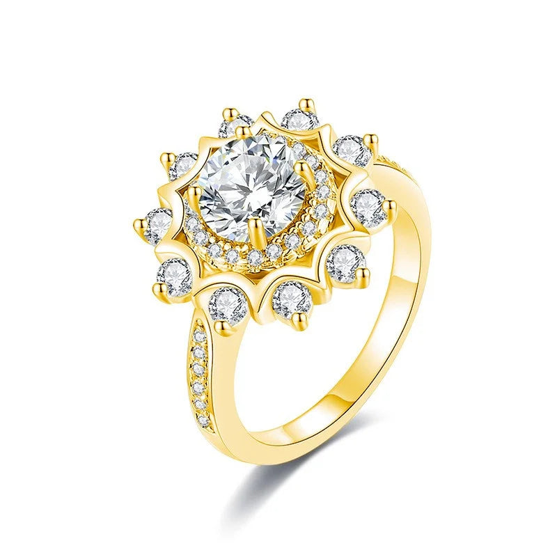Luxury Moissanite Sunflower Ring for Women