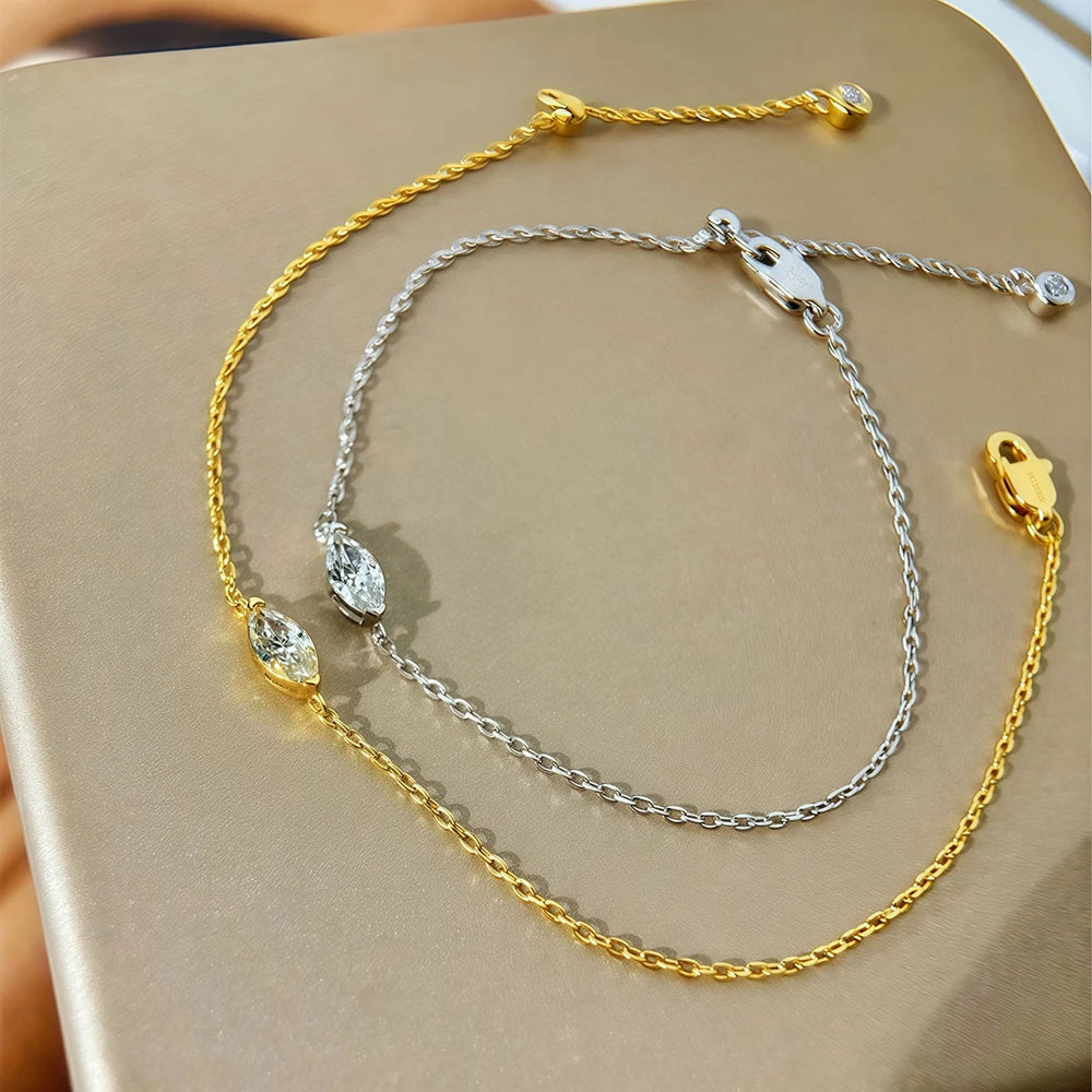 Solitaire Moissanite Bracelet for Women Pear Cut Marquise Heart