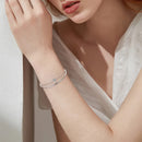 Moissanite Cuff Bracelet for Women Adjustable 6.5 S925 Silver