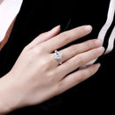 Crystal and Moissanite Flower Ring for Women in 925 Silver
