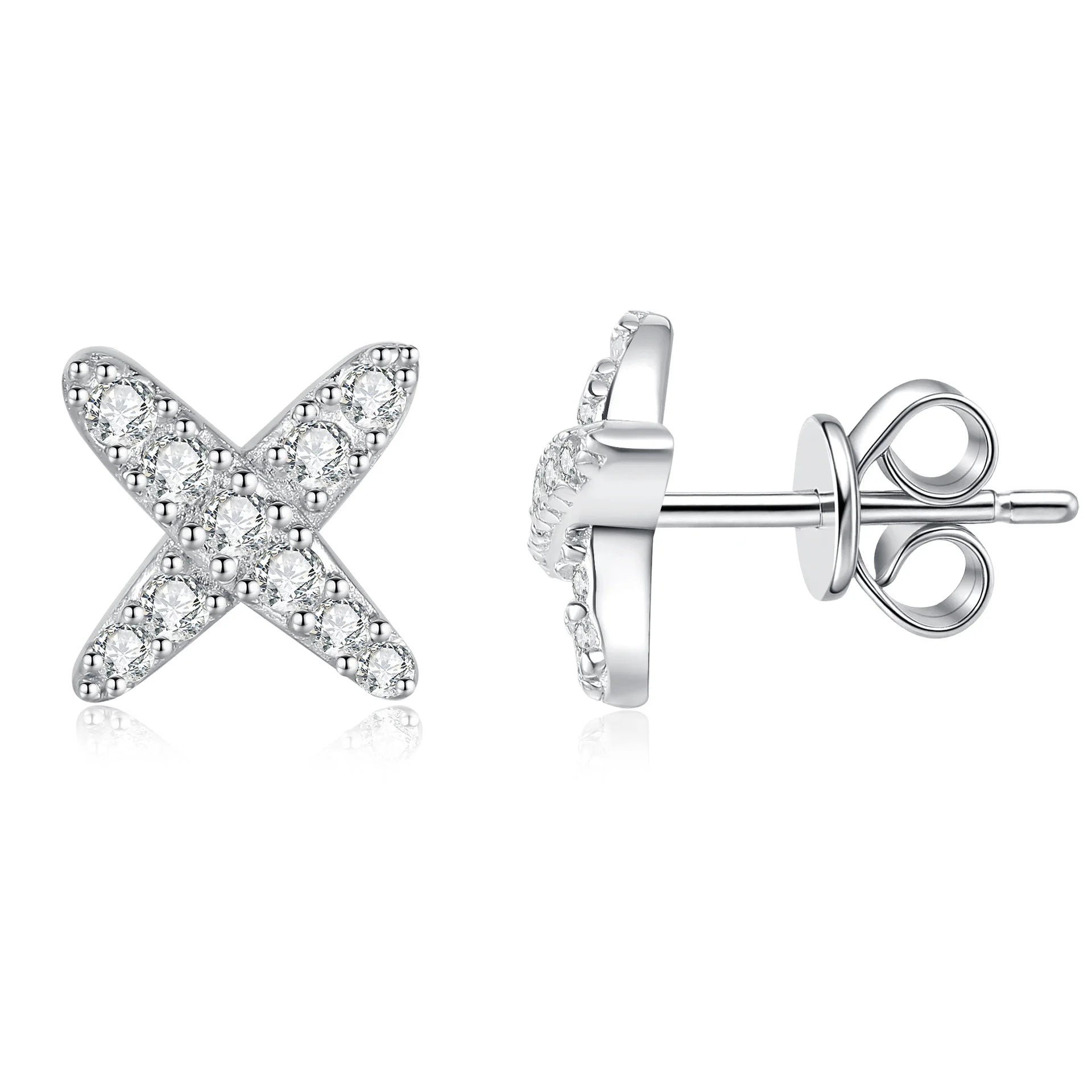Women's Moissanite Earrings in Platinum Finish