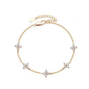 Zircon Four-Leaf Flower Bracelet for Women Gold Stainless Steel