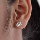 Moissanite Emerald Earrings & Pear-shaped x4 in S925 Silver – GRA Certified