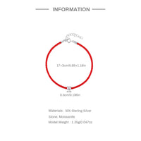 925 Silver Moissanite Diamond Red Rope Bracelet for Women