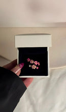 Delicate Floral Ring With Pink And White Zircon