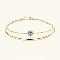 Moissanite Cuff Bracelet for Women Adjustable 6.5 S925 Silver