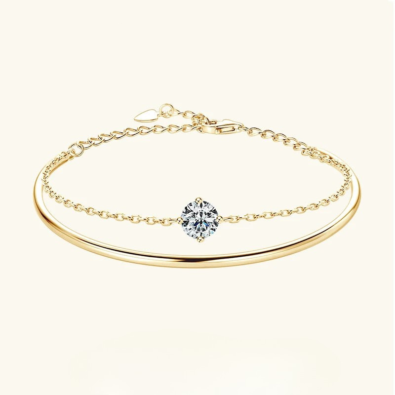 Moissanite Cuff Bracelet for Women Adjustable 6.5 S925 Silver