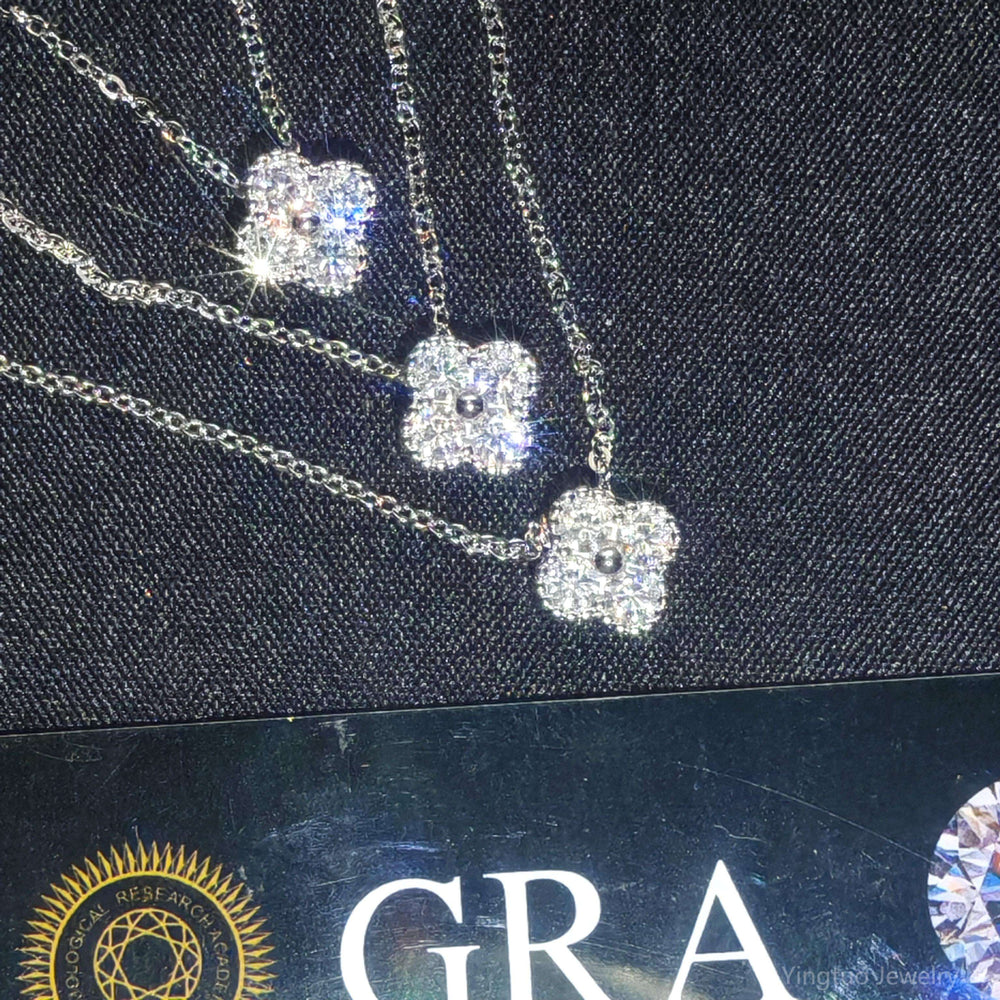 Moissanite Clover Necklace in 925 Silver