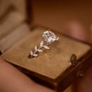 1CT Moissanite Leaf Ring in 925 Silver