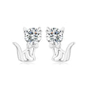 Personalized Cat Earrings in 925 Silver with Moissanite